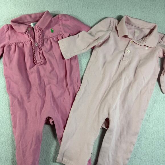 Ralph Lauren Other - Ralph Lauren Baby 9M Lot of 2 Pink One Piece Outfits 1 footed and 1 Non footed